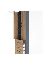 Arges Dolap 4 Raflı 4 Çekmeceli 2 Kapaklı 60x30x243 Antrasit-Çam