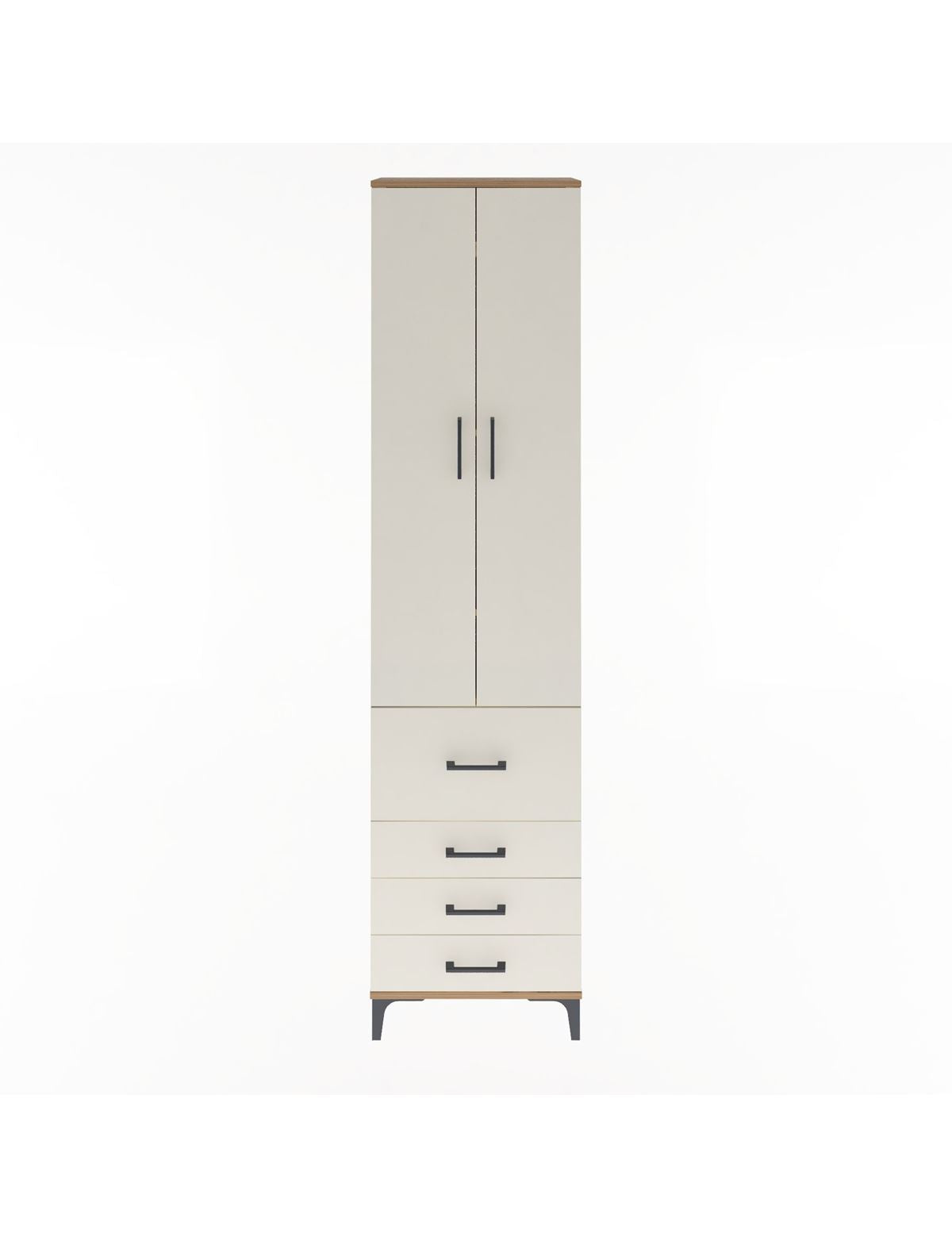 Arges Dolap 4 Raflı 4 Çekmeceli 2 Kapaklı 60x30x243 Çam-Aytaşı