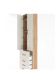 Arges Dolap 4 Raflı 4 Çekmeceli 2 Kapaklı 60x30x243 Çam-Aytaşı