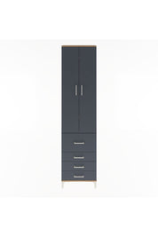 Arges Dolap 4 Raflı 4 Çekmeceli 2 Kapaklı 60x30x243 Çam-Antrasit