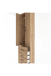 Arges Dolap 4 Raflı 4 Çekmeceli 2 Kapaklı 60x30x243 Çam-Çam