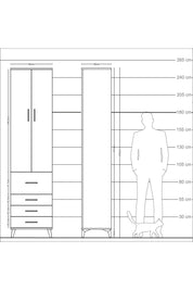 Arges Dolap 4 Raflı 4 Çekmeceli 2 Kapaklı 60x30x243 Çam-Çam