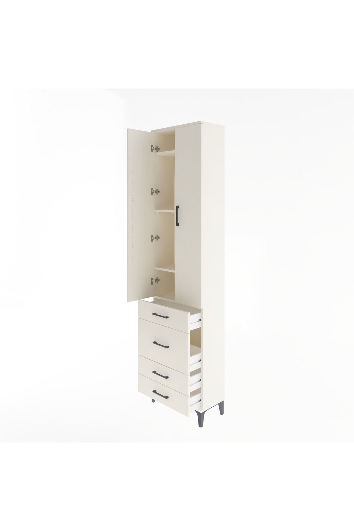 Arges Dolap 4 Raflı 4 Çekmeceli 2 Kapaklı 60x30x243 Aytaşı-Aytaşı