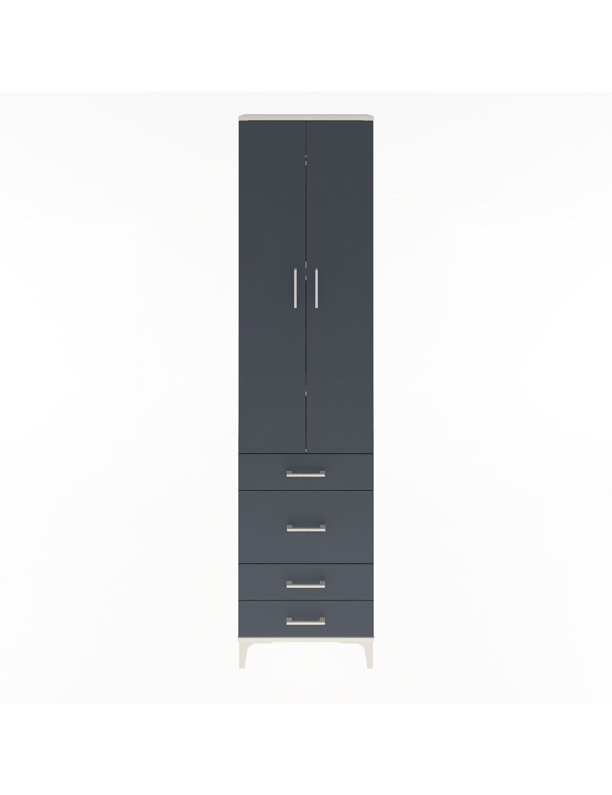 Arges Dolap 4 Raflı 4 Çekmeceli 2 Kapaklı 60x30x243 Aytaşı-Antrasit