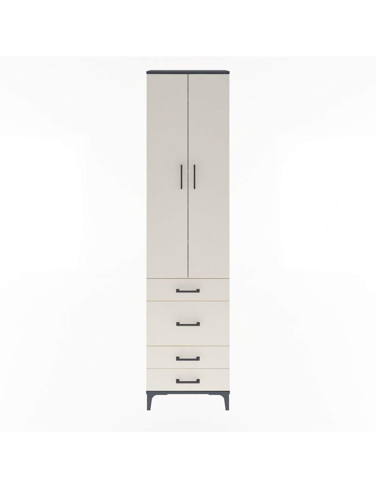 Arges Dolap 4 Raflı 4 Çekmeceli 2 Kapaklı 60x30x243 Antrasit-Aytaşı