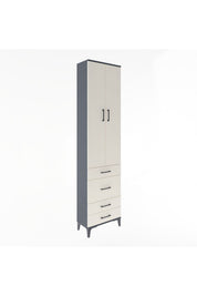 Arges Dolap 4 Raflı 4 Çekmeceli 2 Kapaklı 60x30x243 Antrasit-Aytaşı