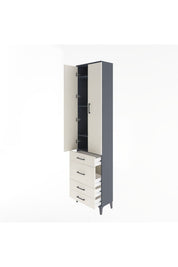 Arges Dolap 4 Raflı 4 Çekmeceli 2 Kapaklı 60x30x243 Antrasit-Aytaşı