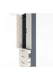 Arges Dolap 4 Raflı 4 Çekmeceli 2 Kapaklı 60x30x243 Antrasit-Aytaşı