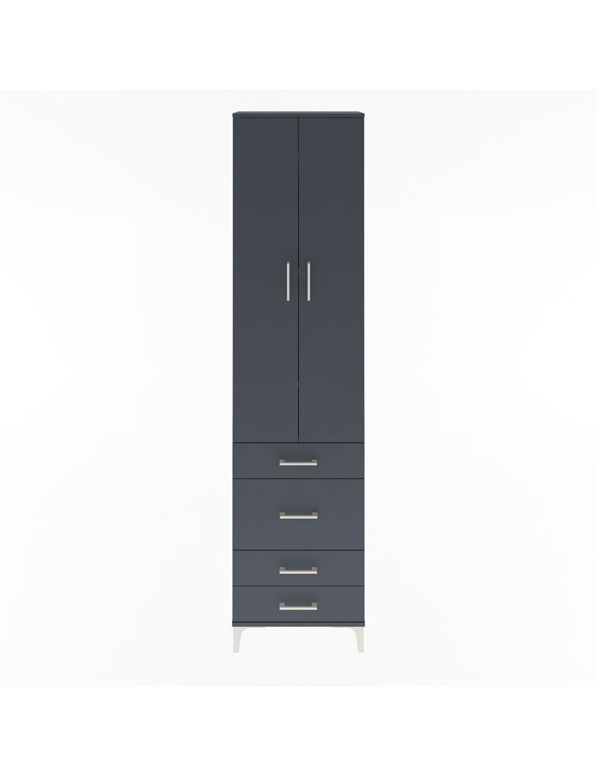 Arges Dolap 4 Raflı 4 Çekmeceli 2 Kapaklı 60x30x243 Antrasit-Antrasit