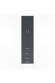 Arges Dolap 4 Raflı 4 Çekmeceli 2 Kapaklı 60x30x243 Antrasit-Antrasit