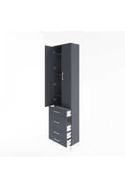 Arges Dolap 4 Raflı 4 Çekmeceli 2 Kapaklı 60x30x243 Antrasit-Antrasit