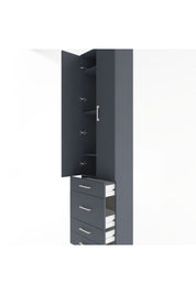 Arges Dolap 4 Raflı 4 Çekmeceli 2 Kapaklı 60x30x243 Antrasit-Antrasit