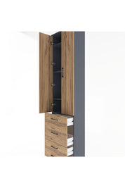 Arges Dolap 4 Raflı 4 Çekmeceli 2 Kapaklı 60x30x243 Antrasit-Çam