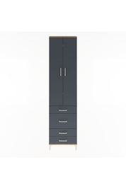 Arges Dolap 4 Raflı 4 Çekmeceli 2 Kapaklı 60x30x243 Çam-Antrasit