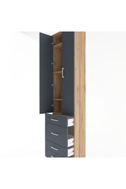 Arges Dolap 4 Raflı 4 Çekmeceli 2 Kapaklı 60x30x243 Çam-Antrasit