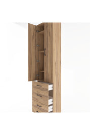 Arges Dolap 4 Raflı 4 Çekmeceli 2 Kapaklı 60x30x243 Çam-Çam