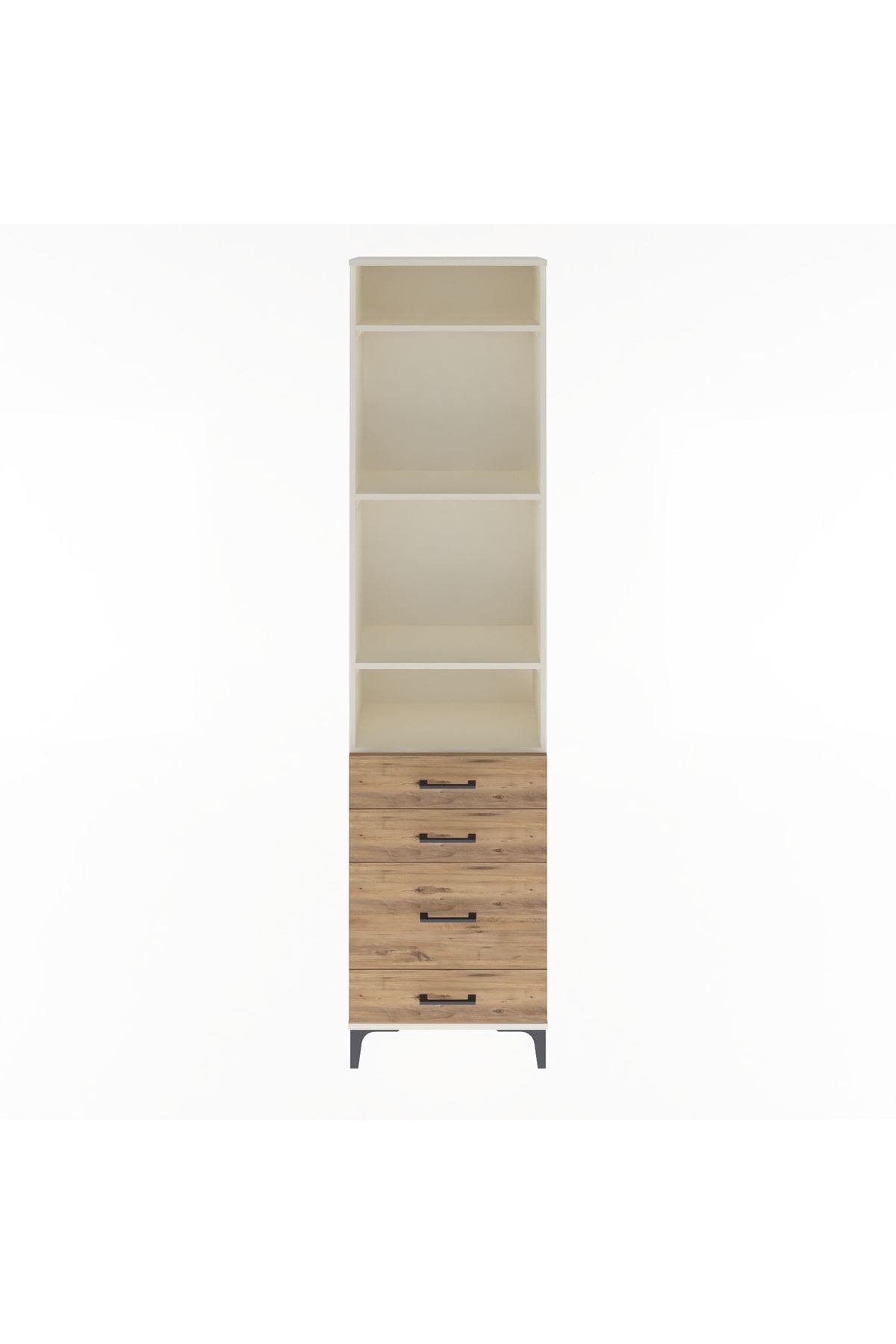 Arges Dolap 4 Raflı 4 Çekmeceli 60x30x243 Aytaşı-Çam