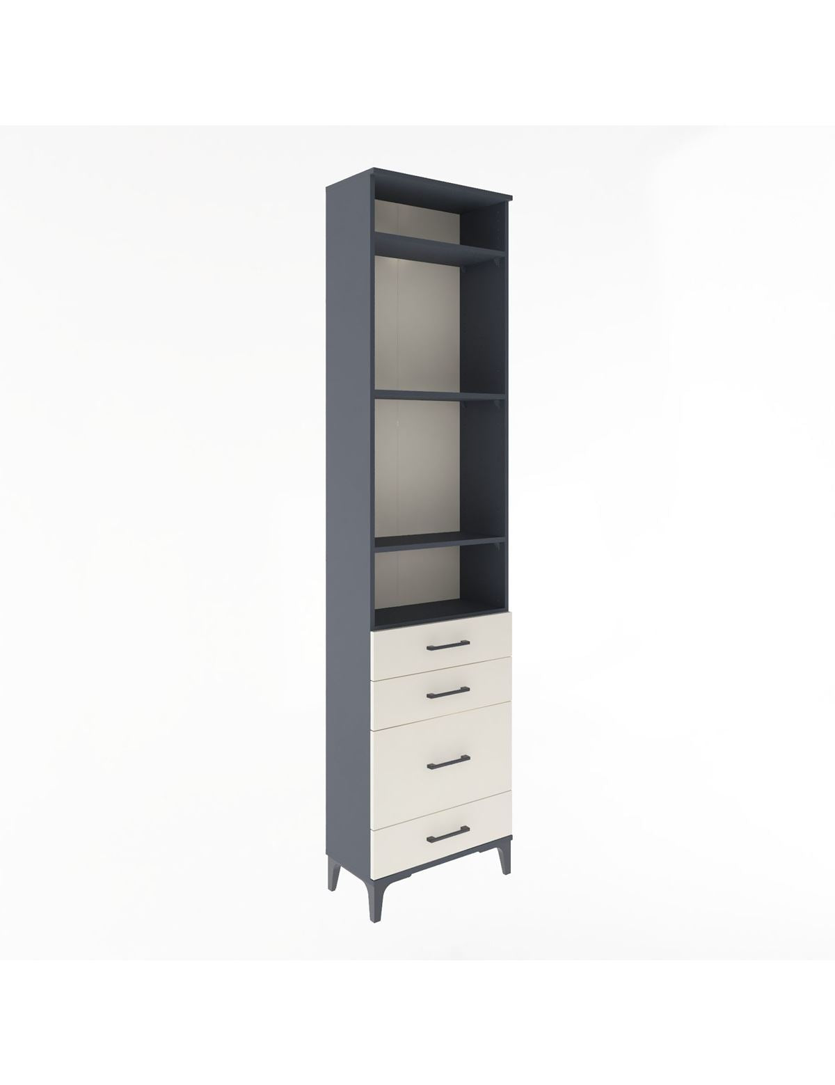 Arges Dolap 4 Raflı 4 Çekmeceli 60x30x243 Antrasit-Aytaşı