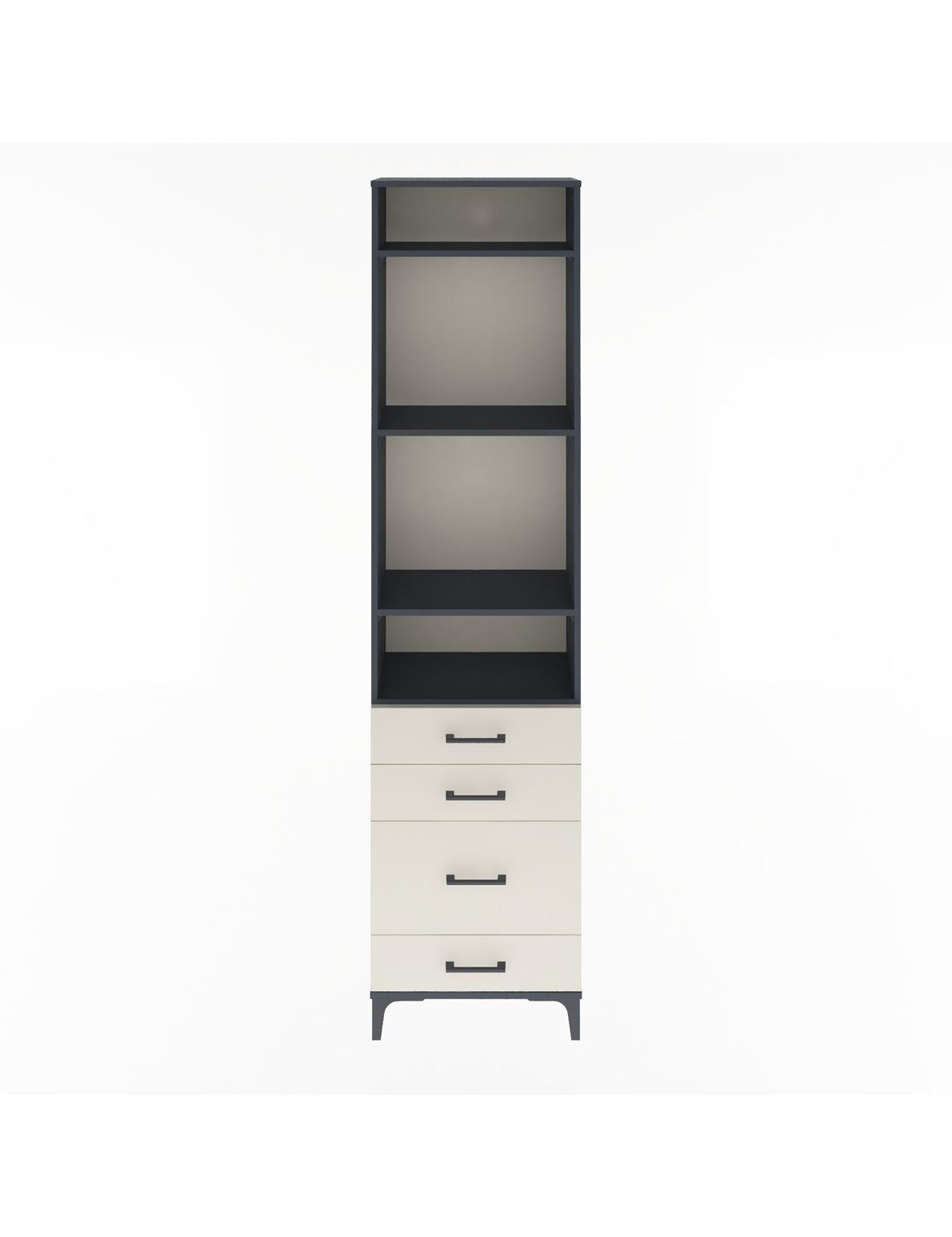 Arges Dolap 4 Raflı 4 Çekmeceli 60x30x243 Antrasit-Aytaşı