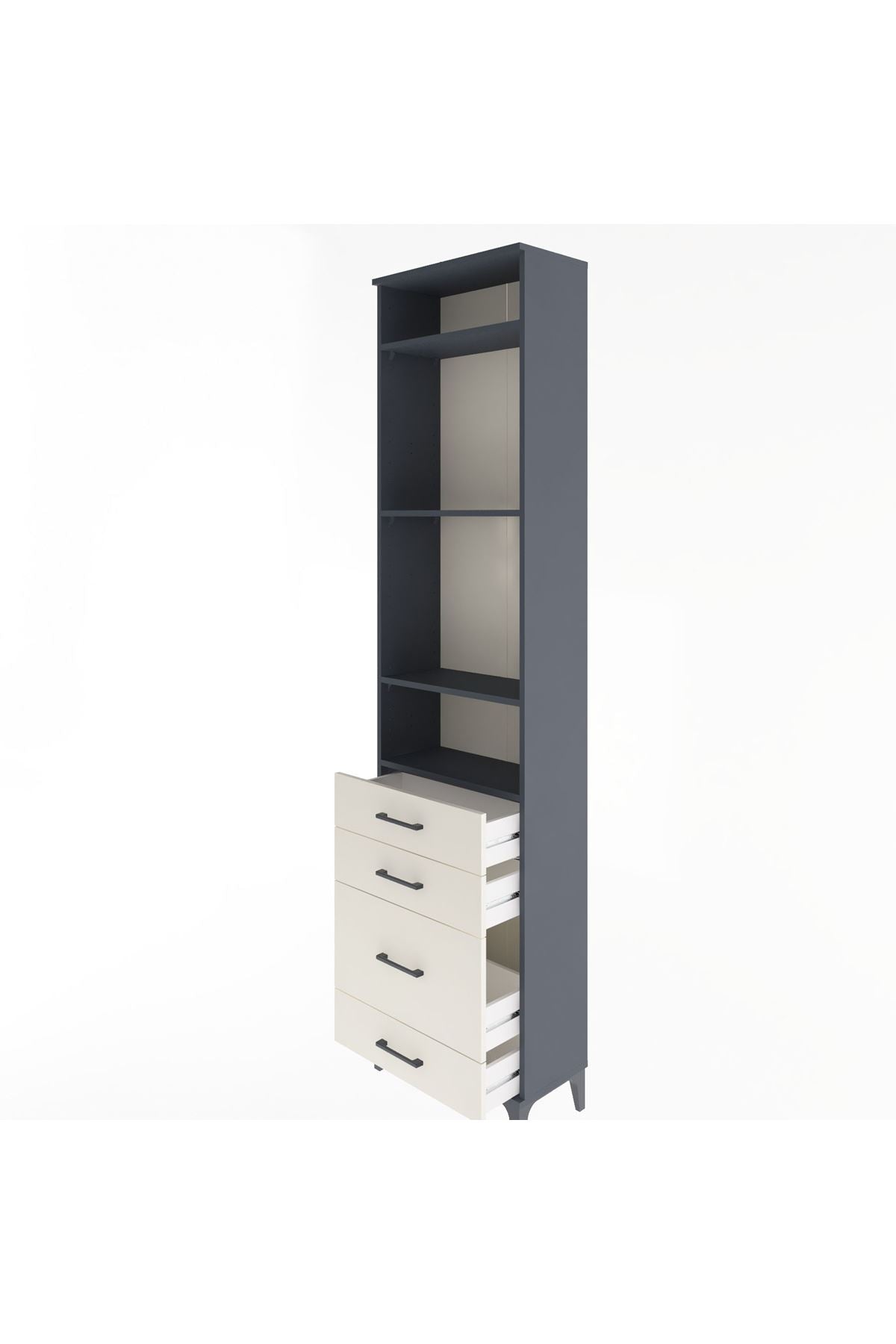 Arges Dolap 4 Raflı 4 Çekmeceli 60x30x243 Antrasit-Aytaşı