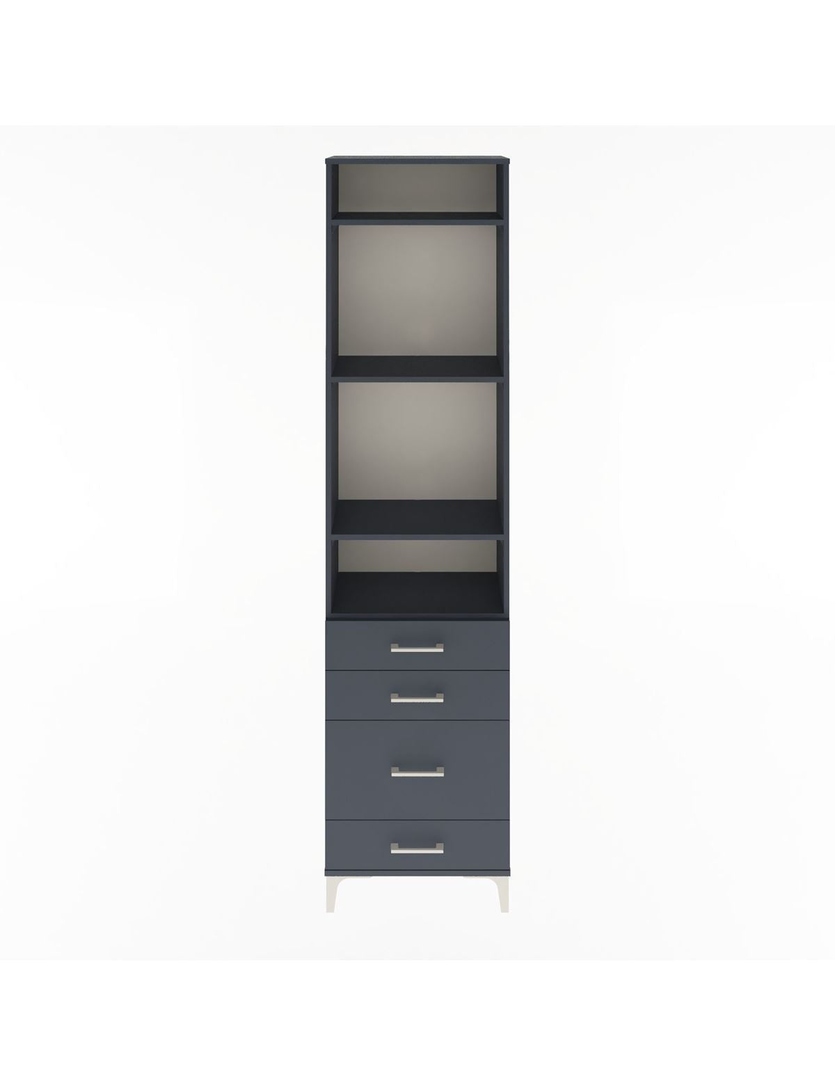 Arges Dolap 4 Raflı 4 Çekmeceli 60x30x243 Antrasit-Antrasit