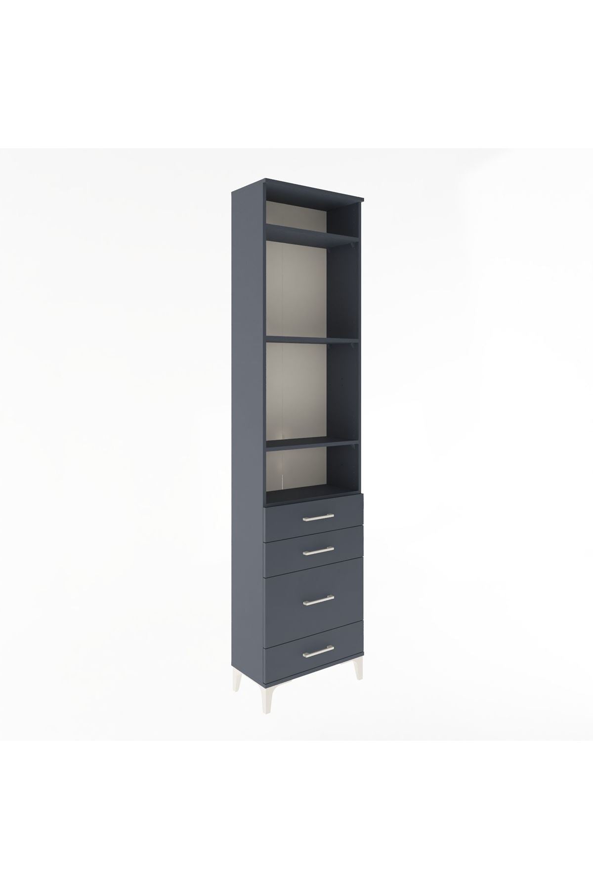 Arges Dolap 4 Raflı 4 Çekmeceli 60x30x243 Antrasit-Antrasit