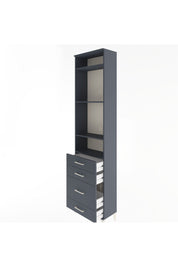 Arges Dolap 4 Raflı 4 Çekmeceli 60x30x243 Antrasit-Antrasit