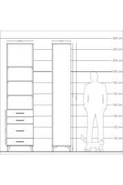 Arges Dolap 4 Raflı 4 Çekmeceli 60x30x243 Antrasit-Çam
