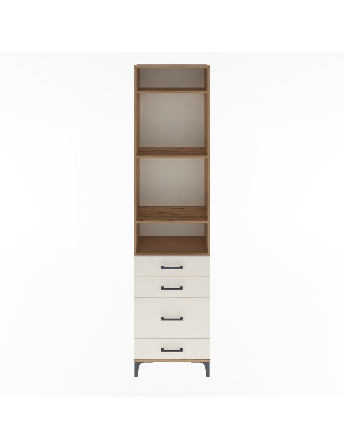 Arges Dolap 4 Raflı 4 Çekmeceli 60x30x243 Çam-Aytaşı