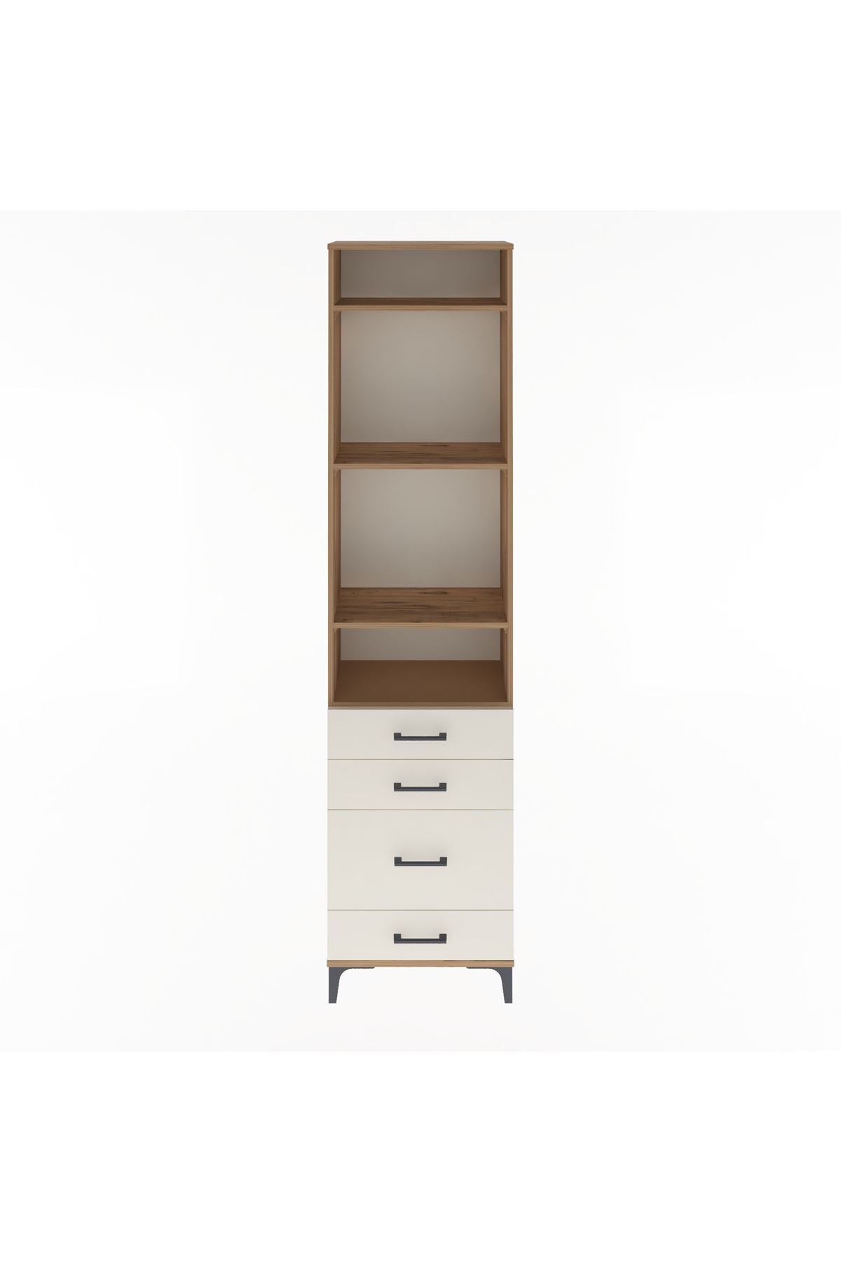 Arges Dolap 4 Raflı 4 Çekmeceli 60x30x243 Çam-Aytaşı