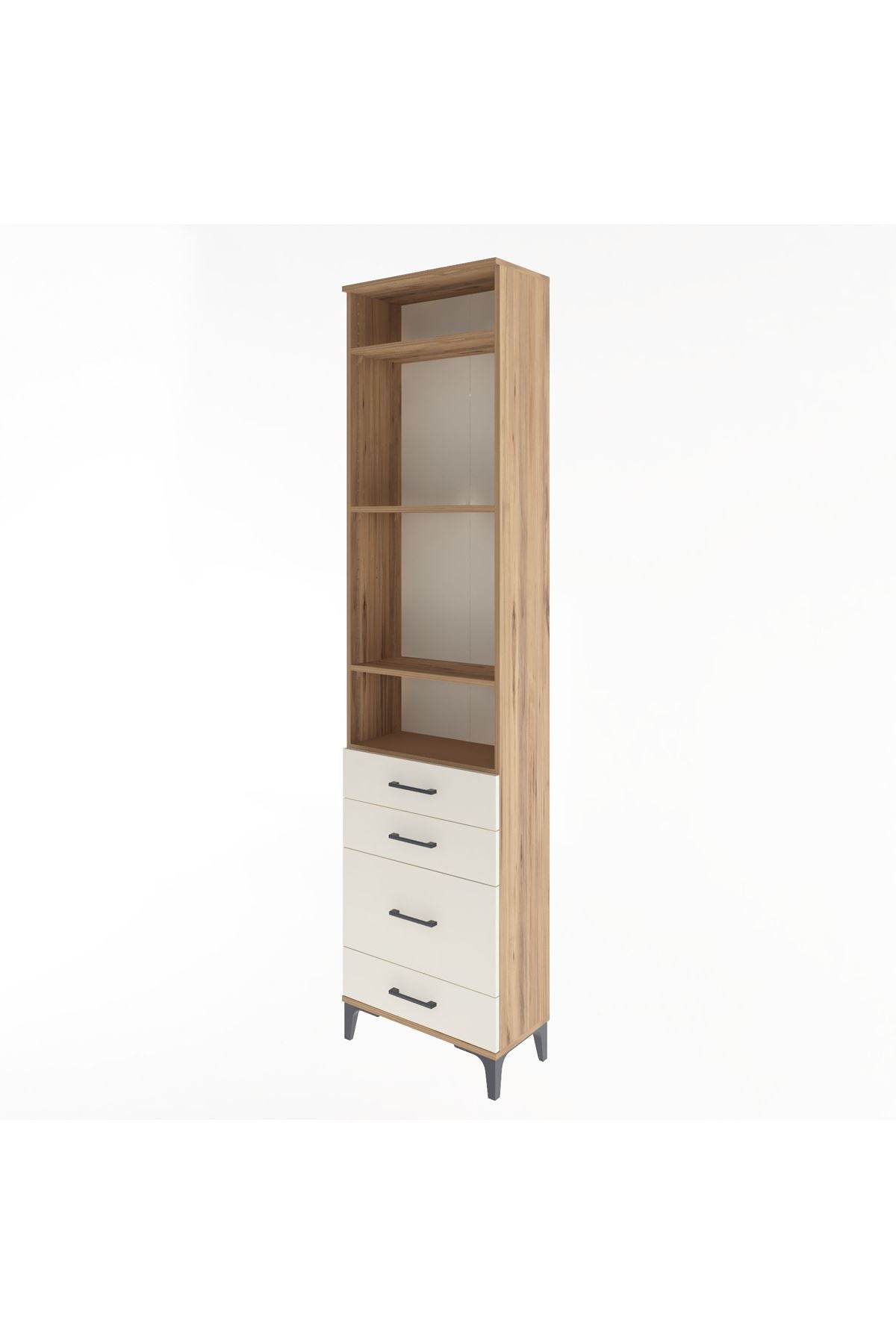 Arges Dolap 4 Raflı 4 Çekmeceli 60x30x243 Çam-Aytaşı