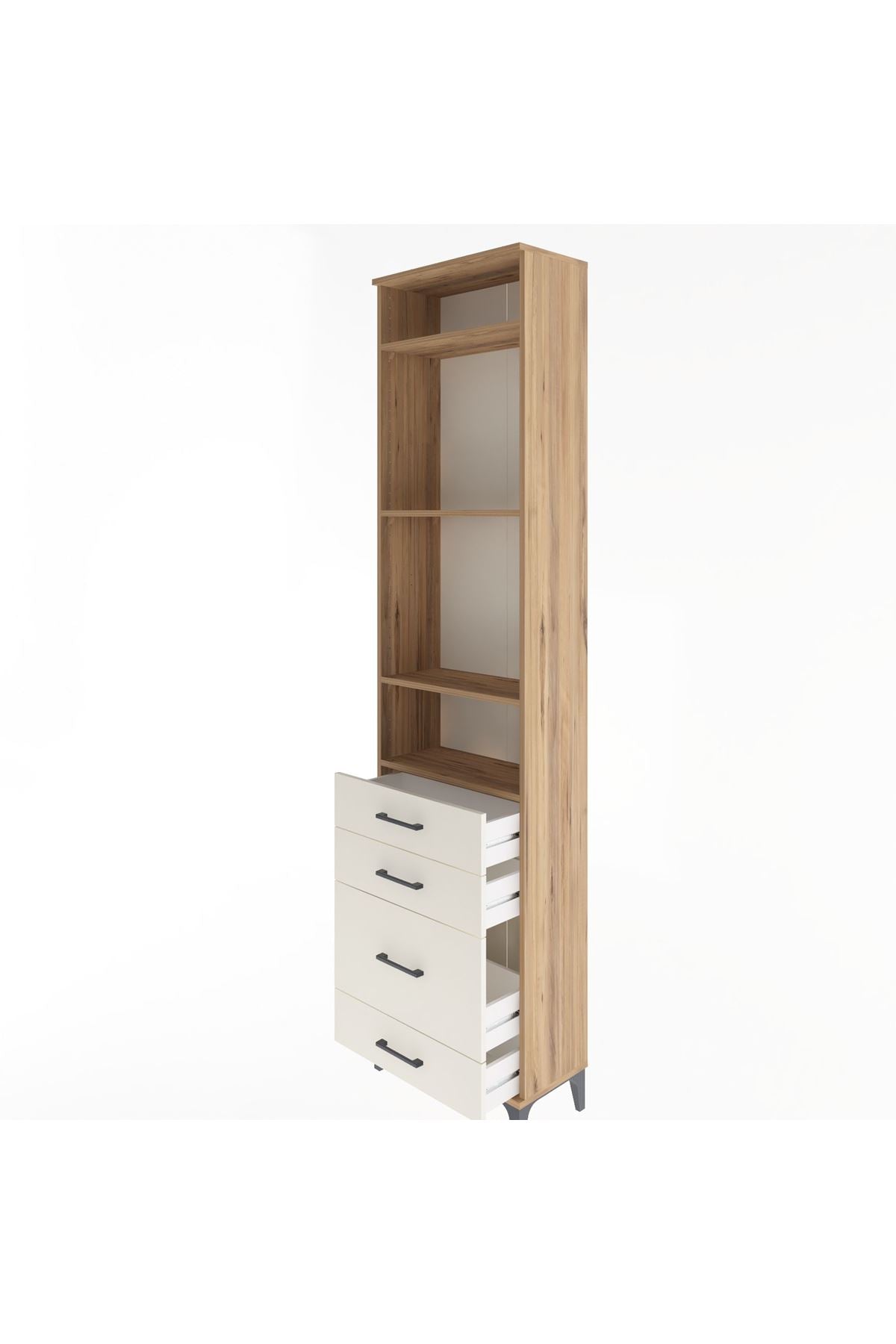 Arges Dolap 4 Raflı 4 Çekmeceli 60x30x243 Çam-Aytaşı