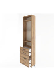 Arges Dolap 4 Raflı 4 Çekmeceli 60x30x243 Çam-Çam