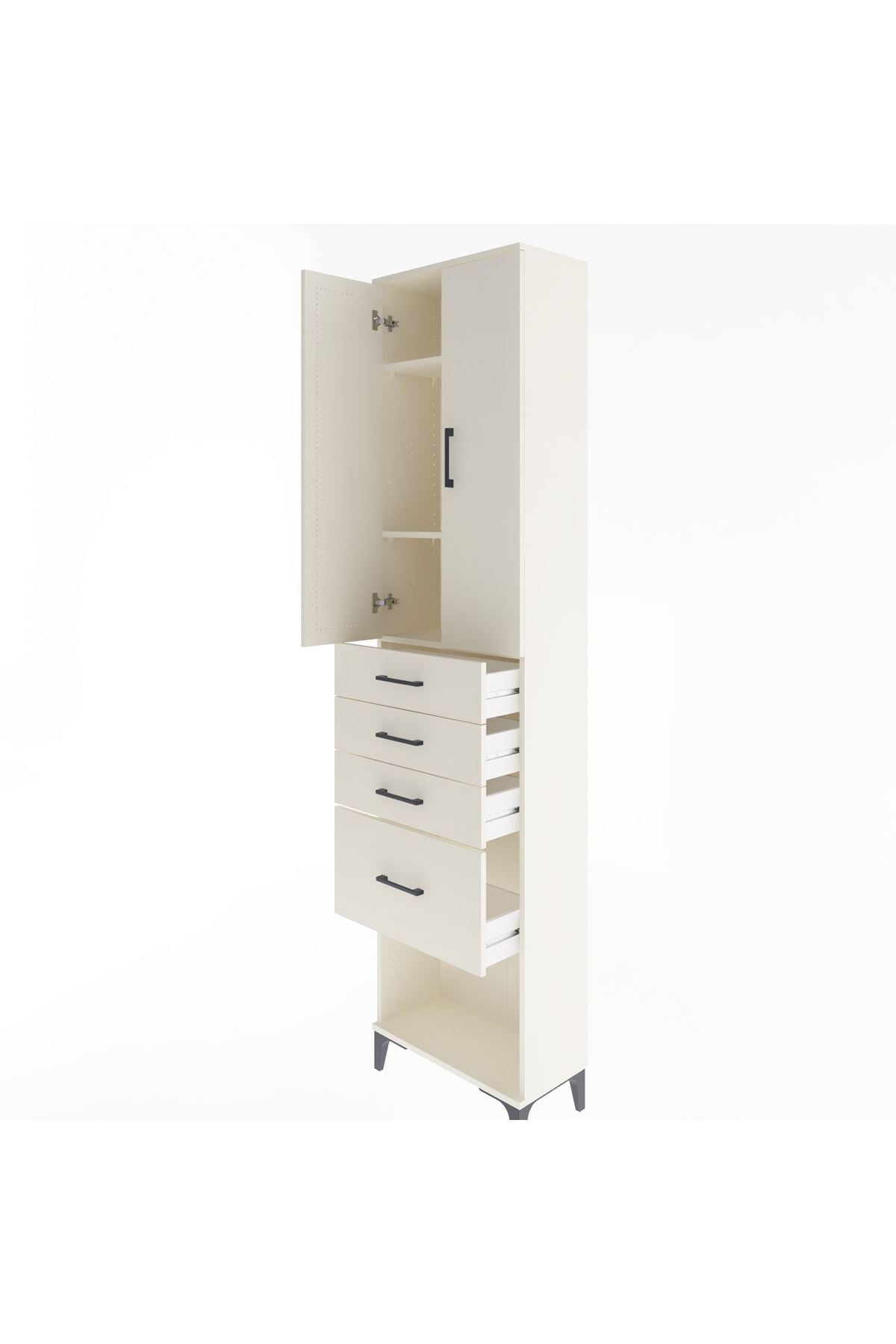 Arges Dolap 3 Raflı 4 Çekmeceli 2 Kapaklı 60x30x243 - S32M025V1A