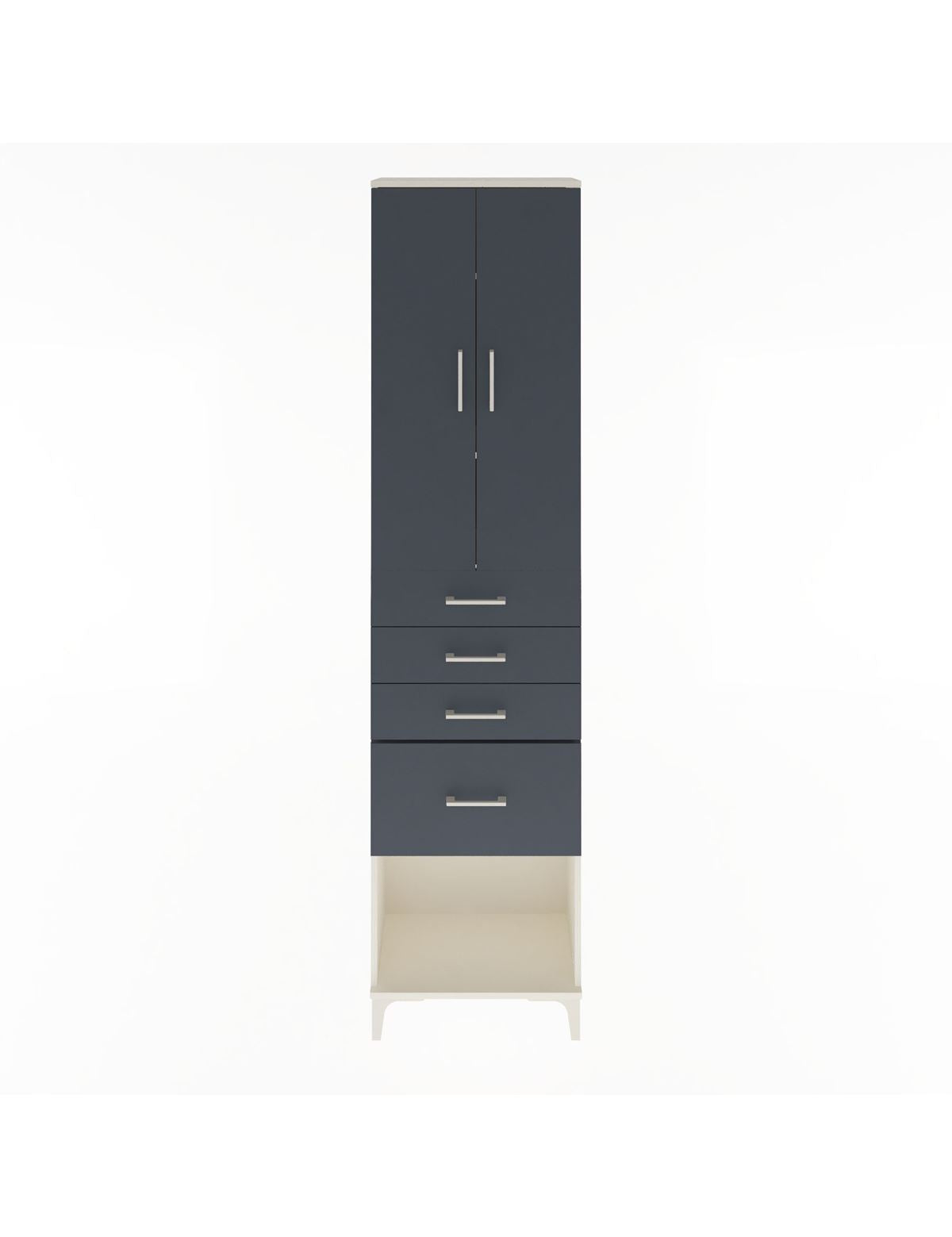 Arges Dolap 3 Raflı 4 Çekmeceli 2 Kapaklı 60x30x243 Aytaşı-Antrasit