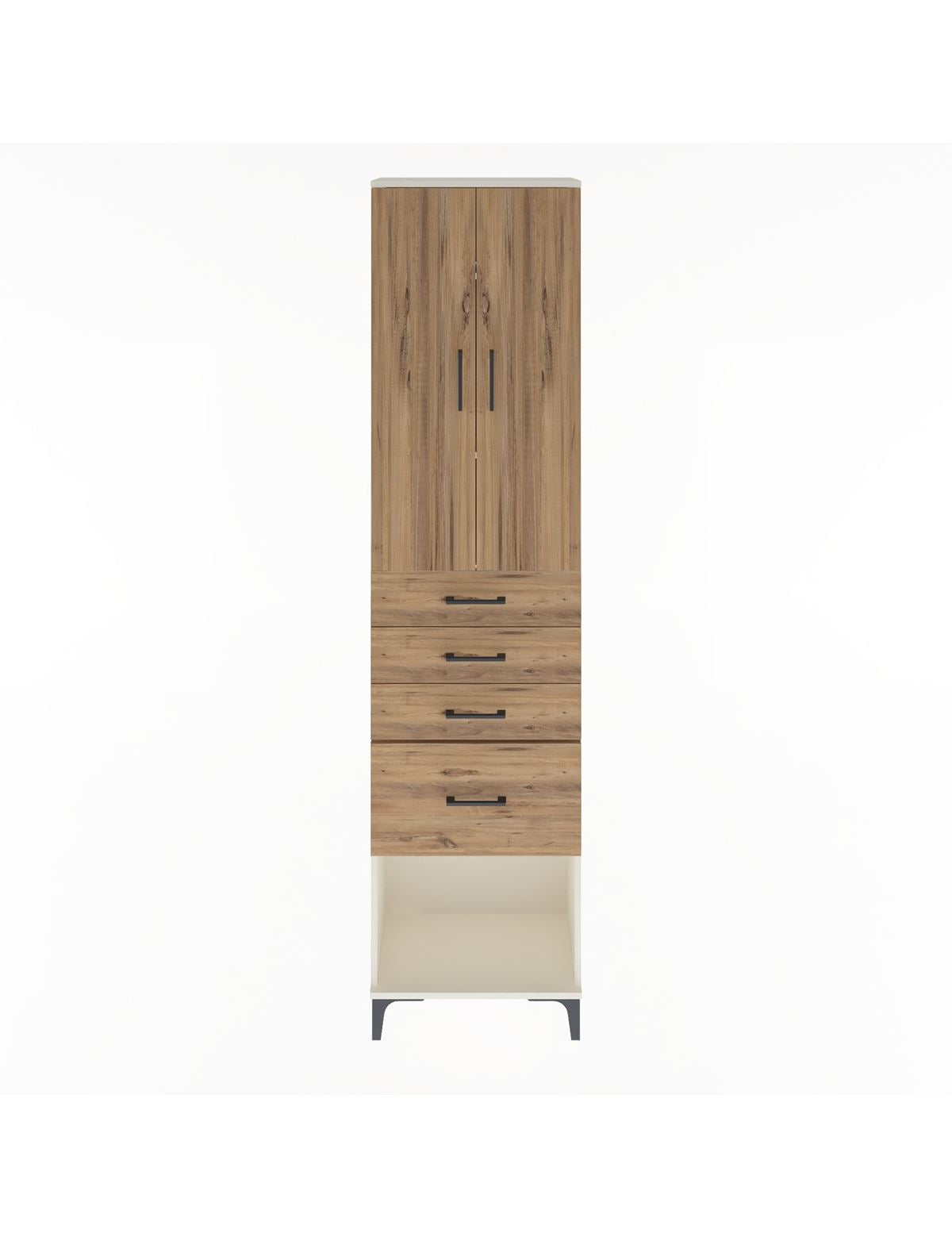 Arges Dolap 3 Raflı 4 Çekmeceli 2 Kapaklı 60x30x243 Aytaşı-Çam