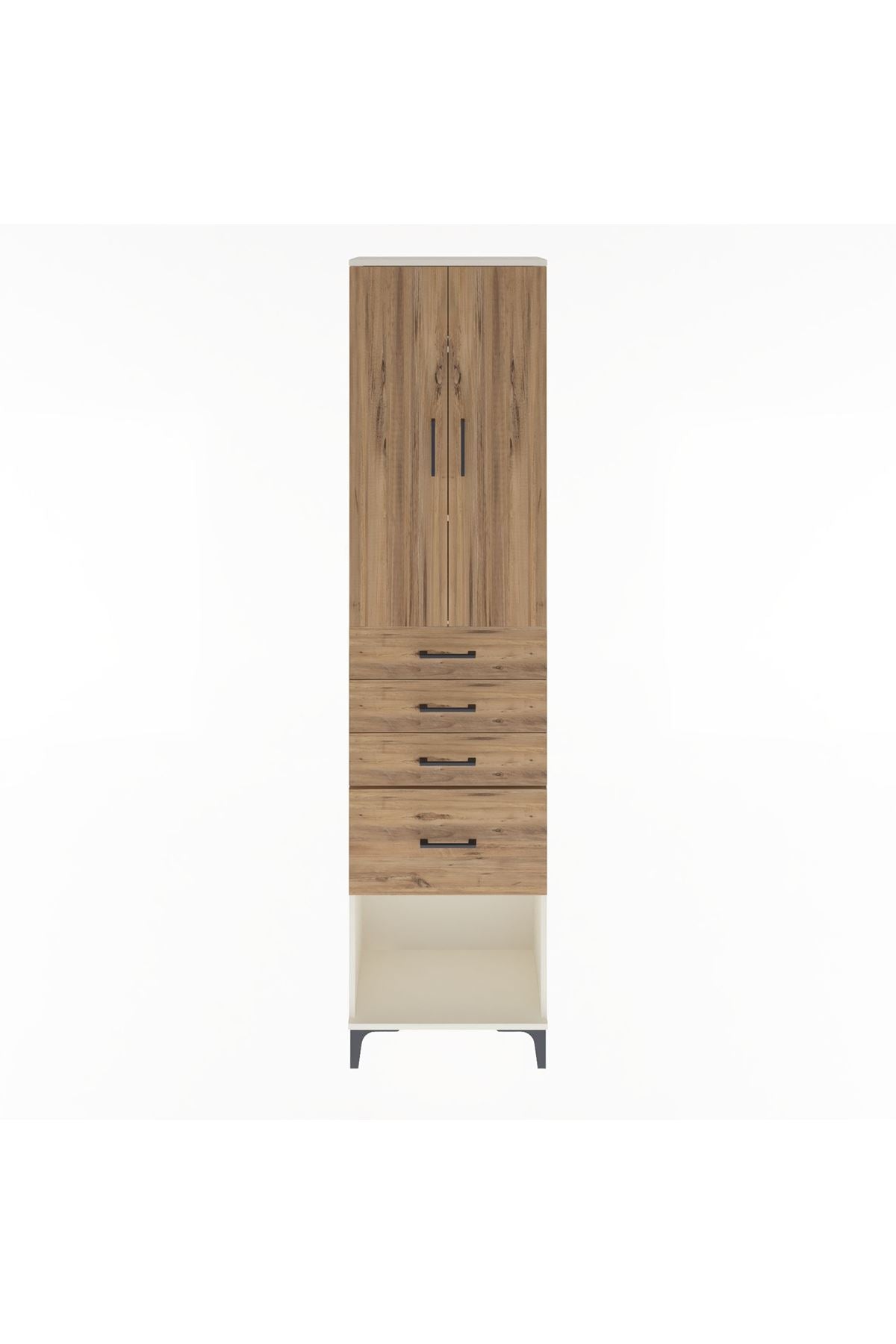 Arges Dolap 3 Raflı 4 Çekmeceli 2 Kapaklı 60x30x243 Aytaşı-Çam