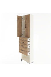 Arges Dolap 3 Raflı 4 Çekmeceli 2 Kapaklı 60x30x243 Aytaşı-Çam