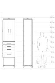 Arges Dolap 3 Raflı 4 Çekmeceli 2 Kapaklı 60x30x243 Aytaşı-Çam