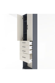 Arges Dolap 3 Raflı 4 Çekmeceli 2 Kapaklı 60x30x243 Antrasit-Aytaşı