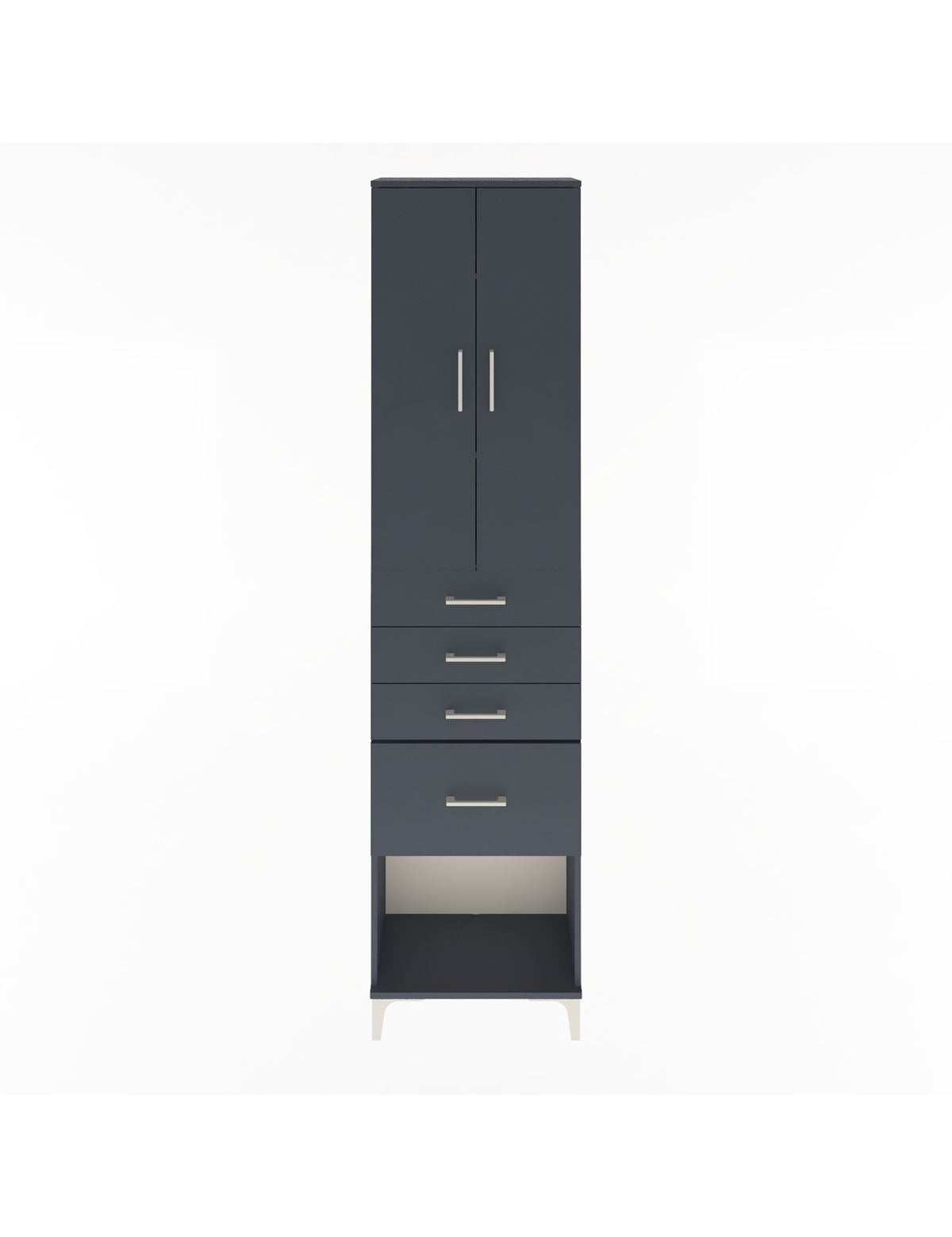 Arges Dolap 3 Raflı 4 Çekmeceli 2 Kapaklı 60x30x243 Antrasit-Antrasit