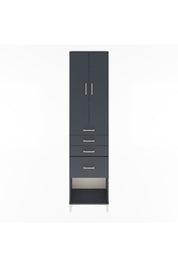 Arges Dolap 3 Raflı 4 Çekmeceli 2 Kapaklı 60x30x243 Antrasit-Antrasit