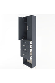 Arges Dolap 3 Raflı 4 Çekmeceli 2 Kapaklı 60x30x243 Antrasit-Antrasit