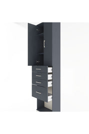Arges Dolap 3 Raflı 4 Çekmeceli 2 Kapaklı 60x30x243 Antrasit-Antrasit