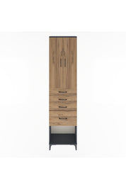 Arges Dolap 3 Raflı 4 Çekmeceli 2 Kapaklı 60x30x243 Antrasit-Çam