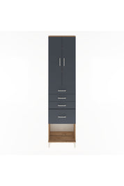 Arges Dolap 3 Raflı 4 Çekmeceli 2 Kapaklı 60x30x243 Çam-Antrasit