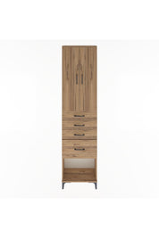 Arges Dolap 3 Raflı 4 Çekmeceli 2 Kapaklı 60x30x243 Çam-Çam