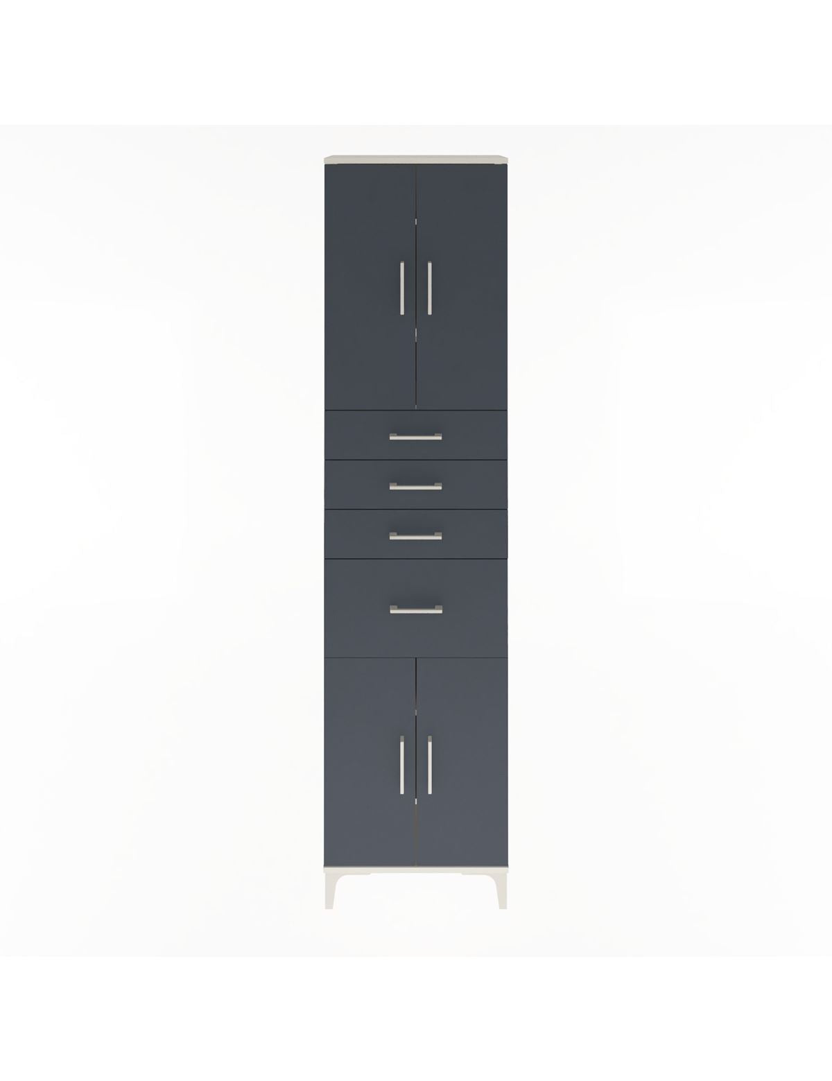 Arges Dolap 5 Raflı 4 Çekmeceli 4 Kapaklı 60x30x243 Aytaşı-Antrasit
