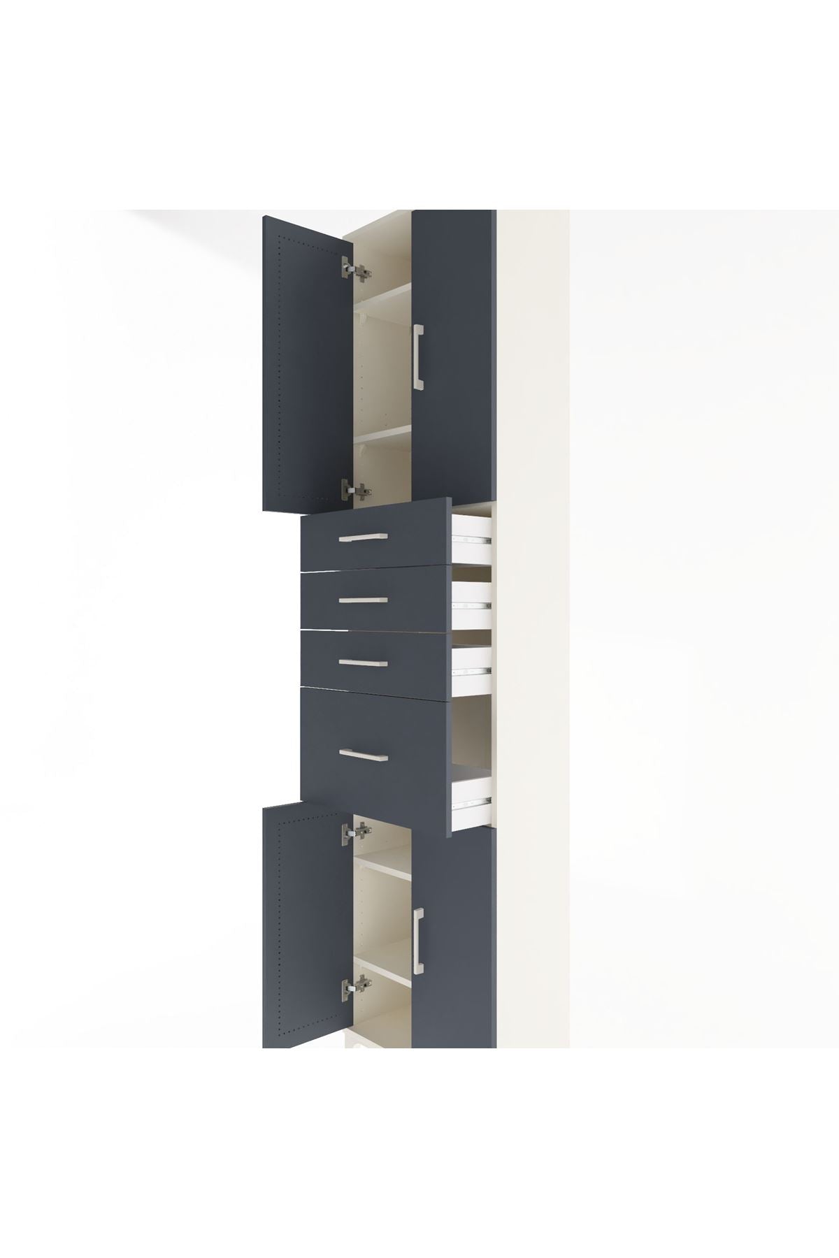 Arges Dolap 5 Raflı 4 Çekmeceli 4 Kapaklı 60x30x243 Aytaşı-Antrasit