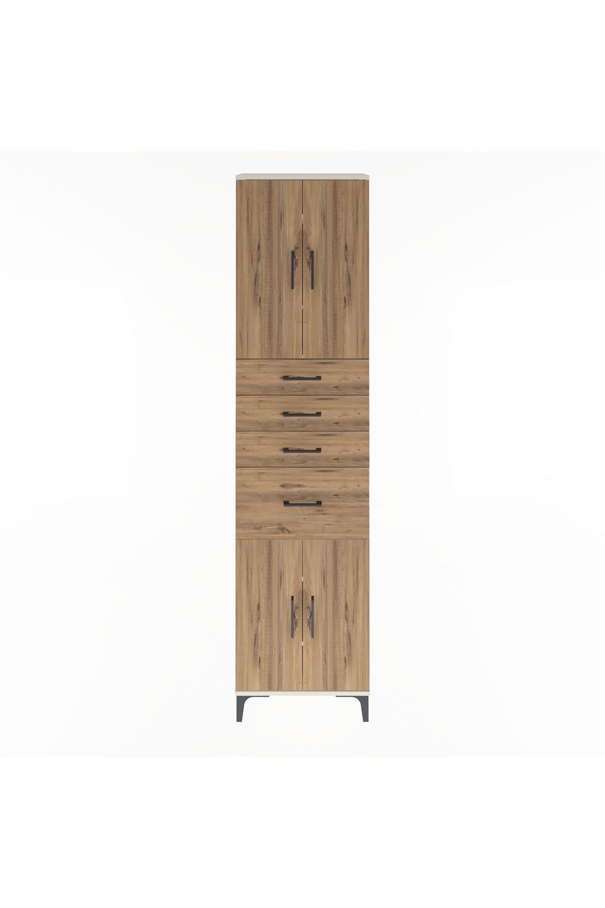 Arges Dolap 5 Raflı 4 Çekmeceli 4 Kapaklı 60x30x243 Aytaşı-Çam